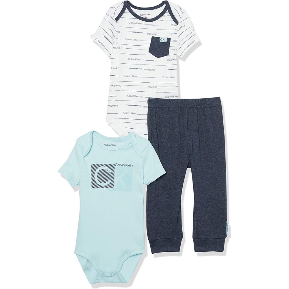 Calvin Klein Boys 12-24 Months 3 Piece Bodysuit Pant Set