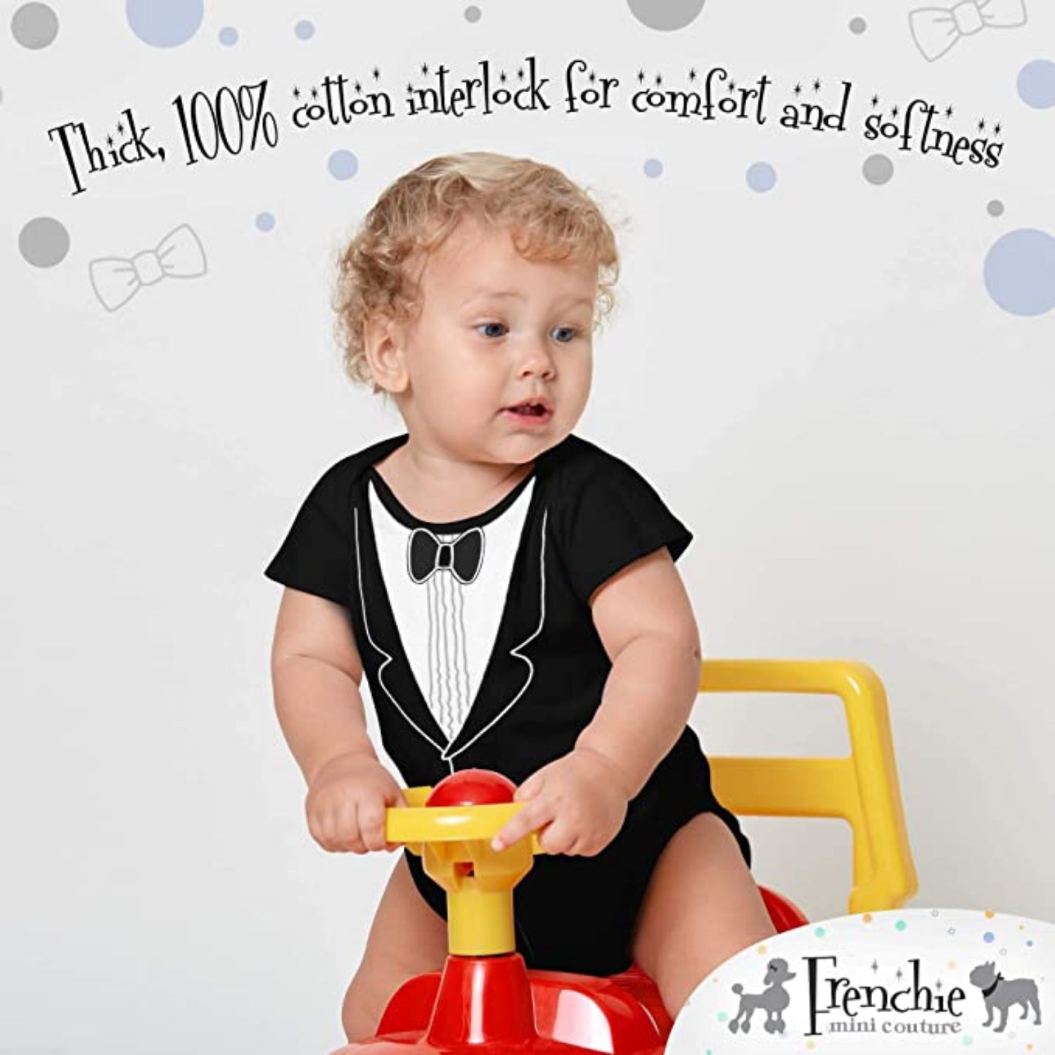 Frenchie Mini Couture Boys 0-24 Months Tuxedo Bodysuit