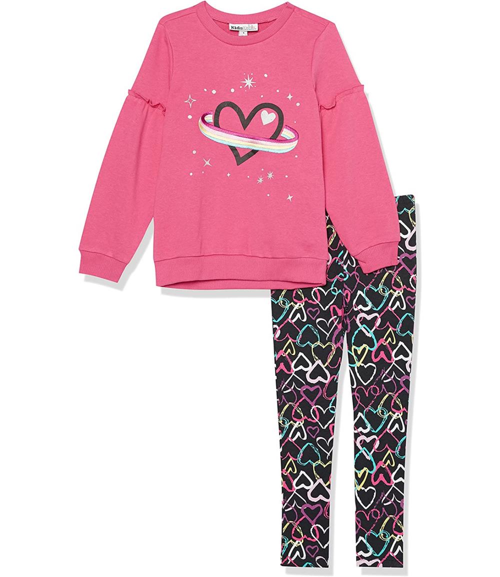 Kids Headquarters Girls 4-6X Rainbow Heart Legging Set