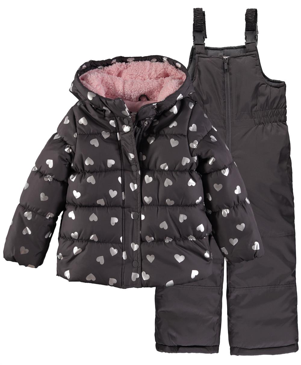 Carters Girls 4-6X Foil Heart Snowsuit