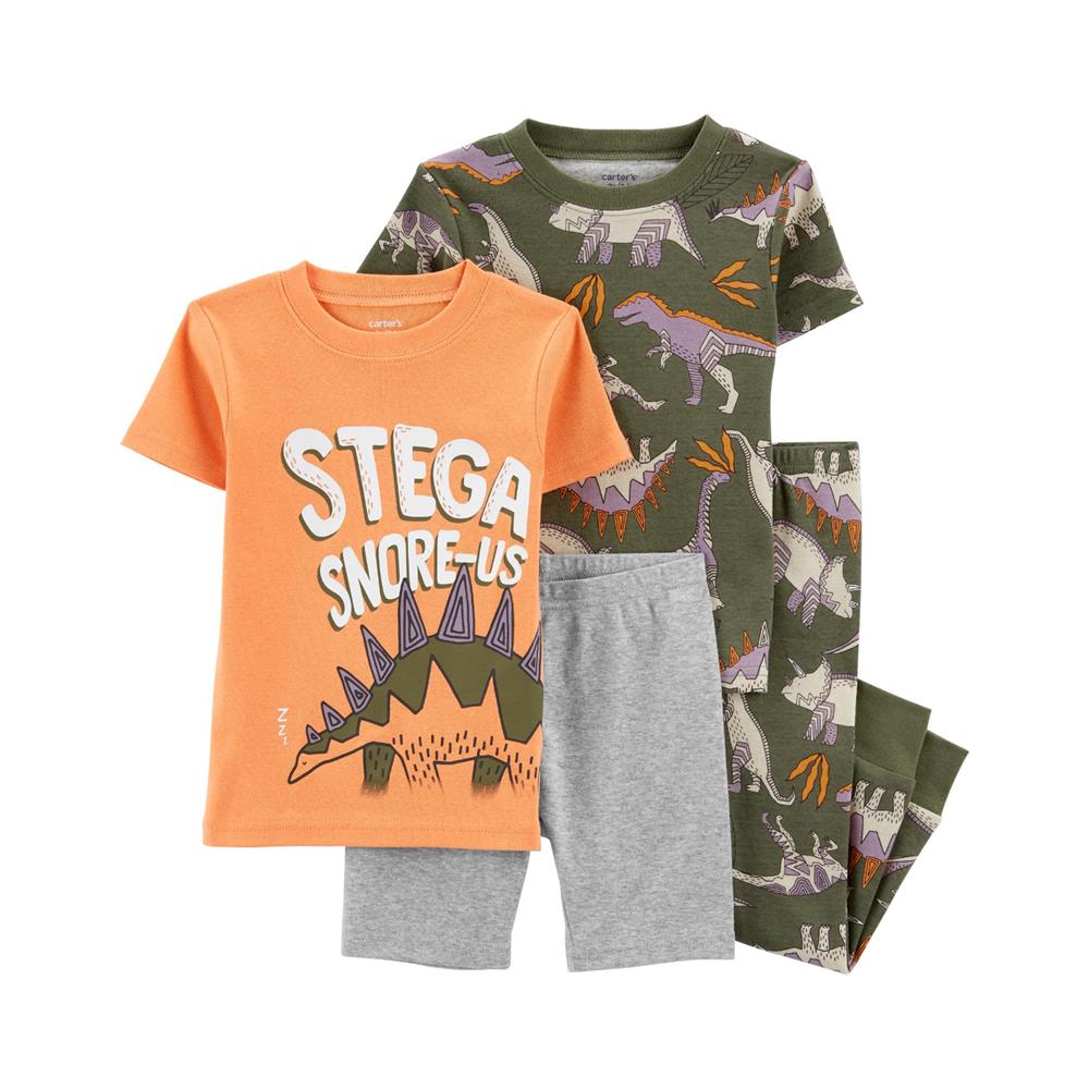 Carters Boys 2T-5T 4-Piece Dinosaur Cotton Blend PJs