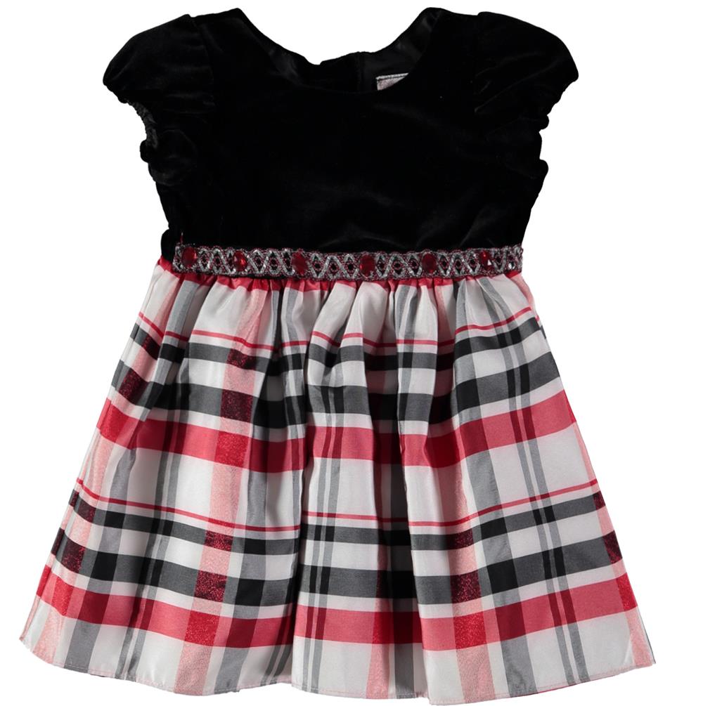 Youngland Girls 2T-4T Velvet Jewel Plaid Dress