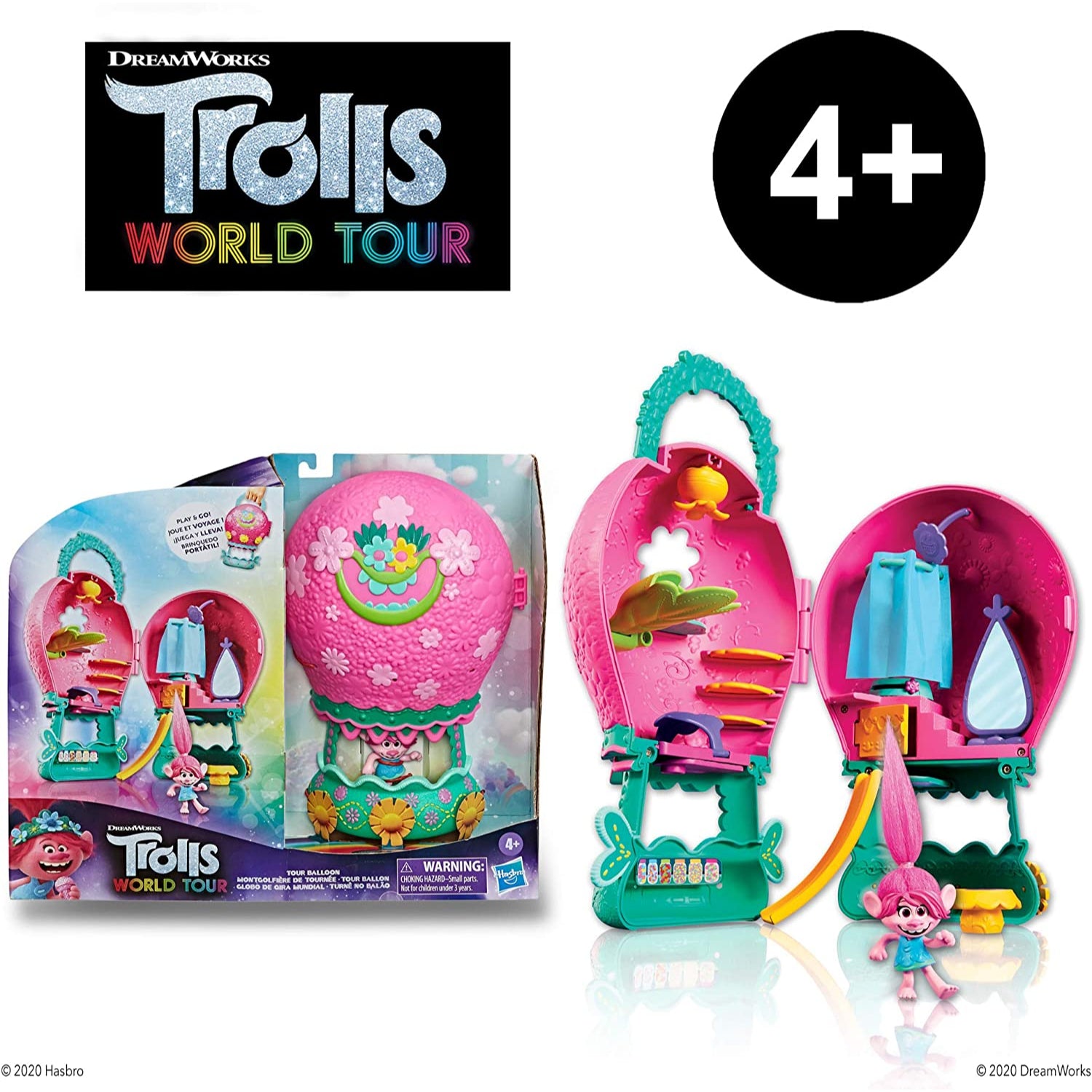 DreamWorks World Tour Tour Balloon, Toy Playset with Poppy Doll