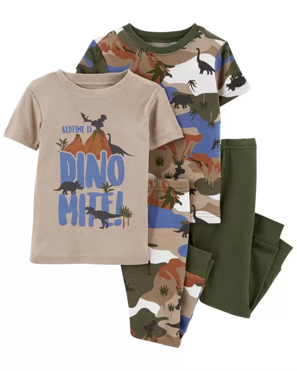 Carters Boys 2T-4T 4-Piece Dinosaur 100% Snug Fit Cotton PJs