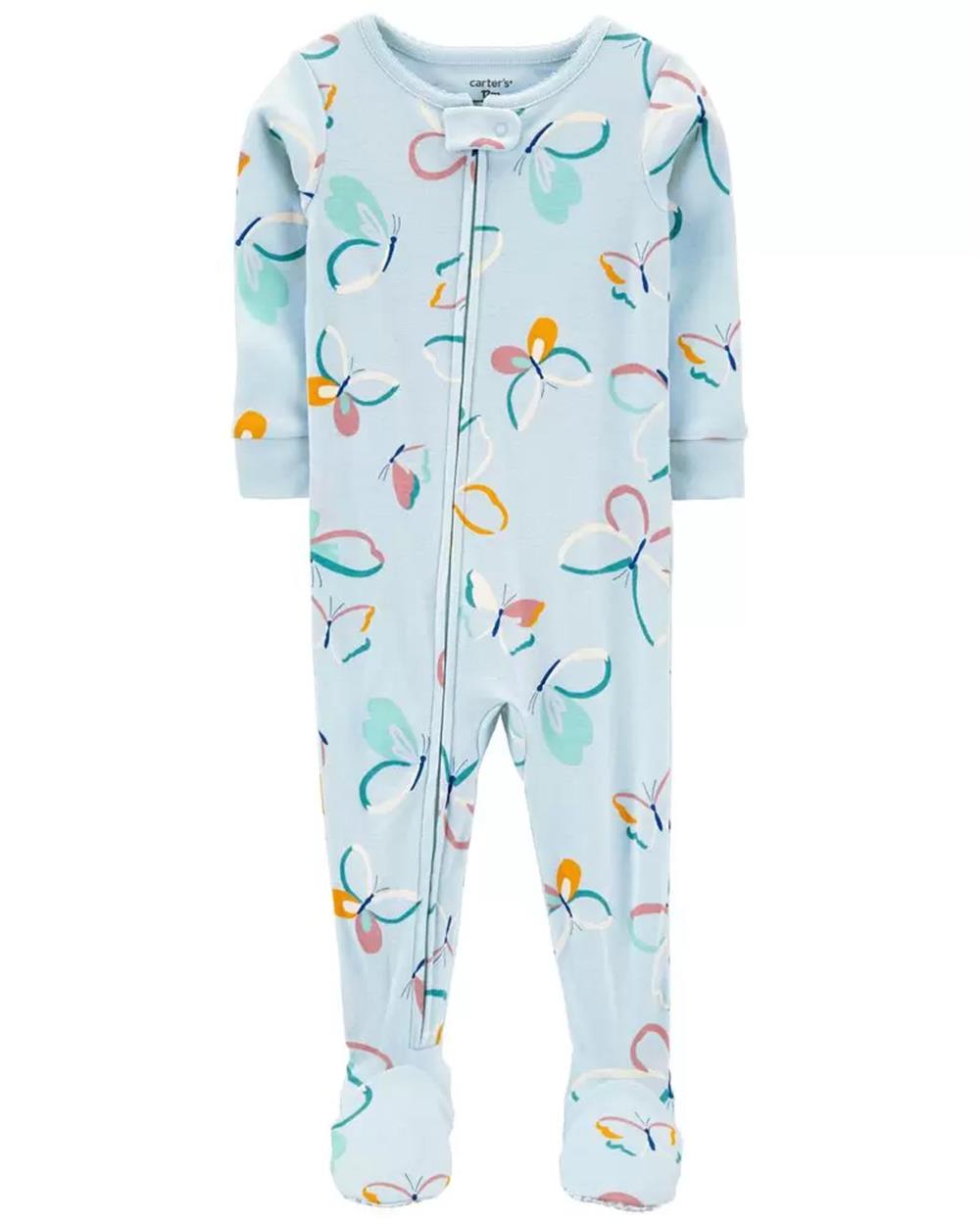 Carters Girls 12-24 Months 1-Piece Butterfly 100% Snug Fit Cotton Footie PJs