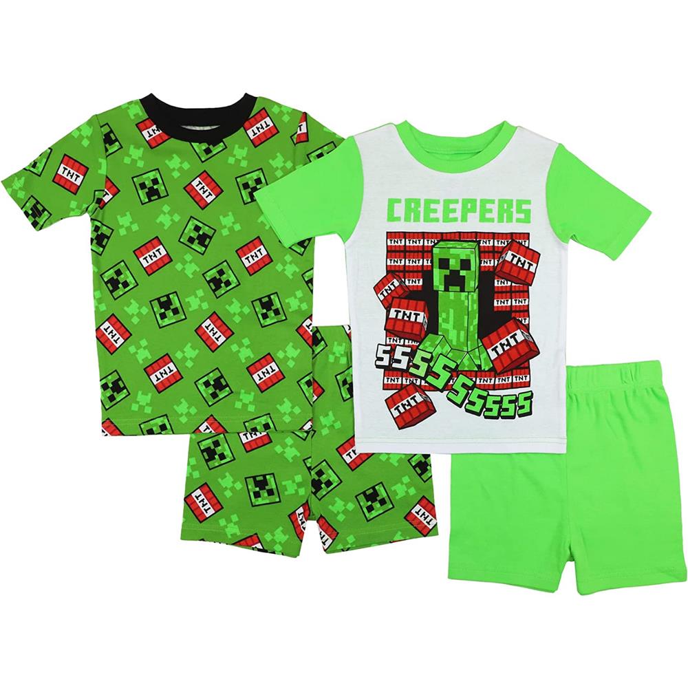 Minecraft Boys 4-12 4-Piece Shorts Pajama Set