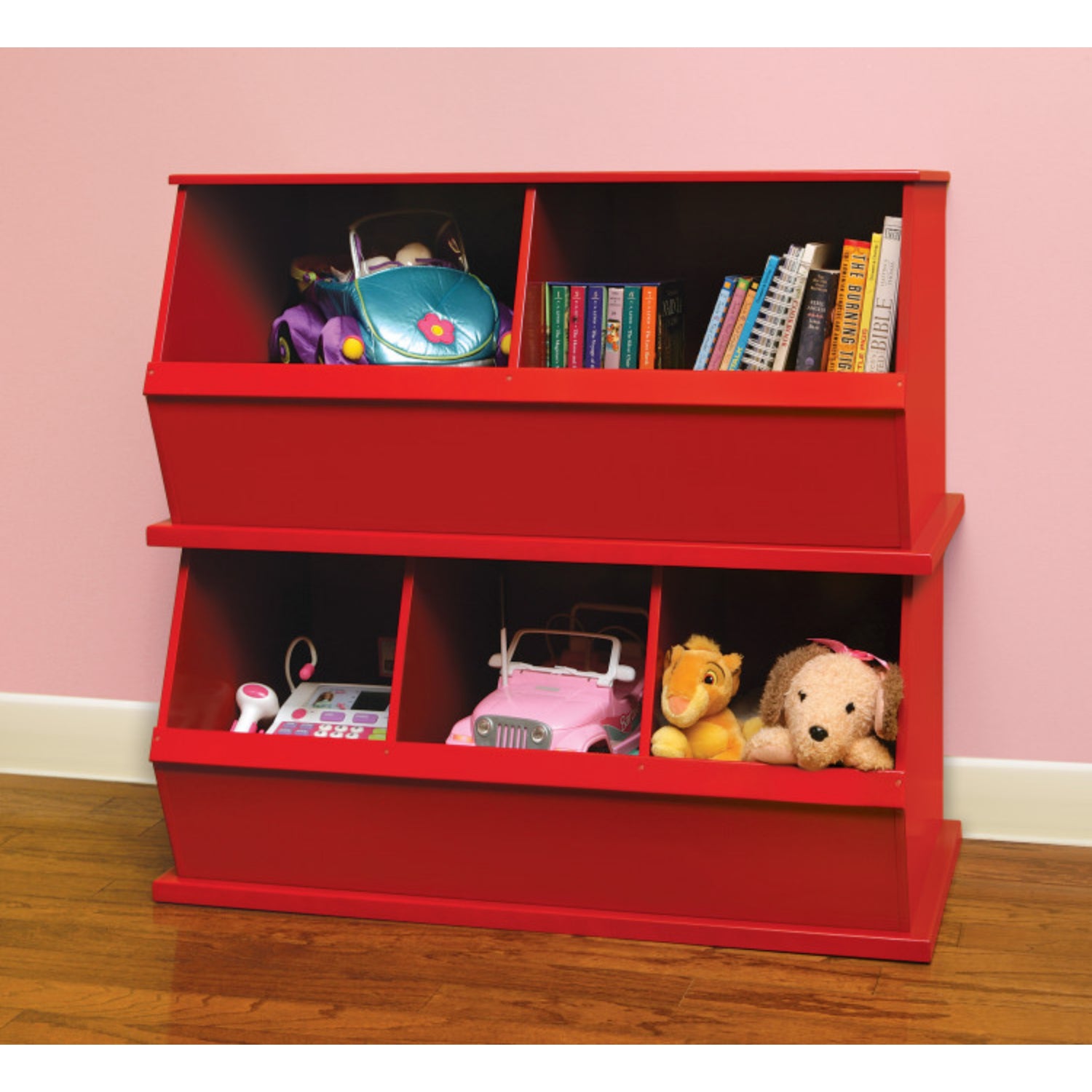 Badger Basket Two Bin Stackable Storage Cubby – Red