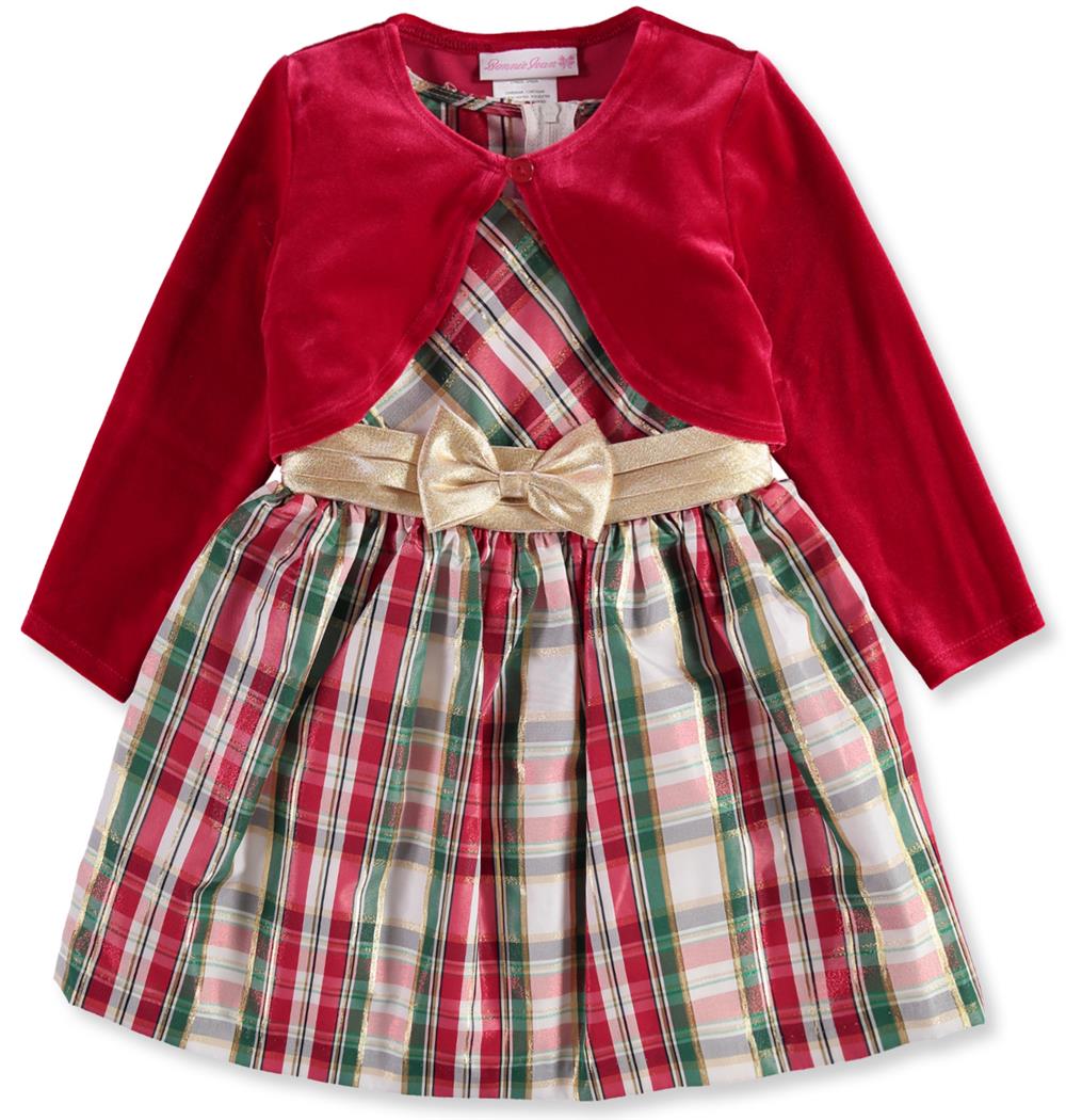 Bonnie Jean Girls 2T-4T Plaid Cardigan Dress