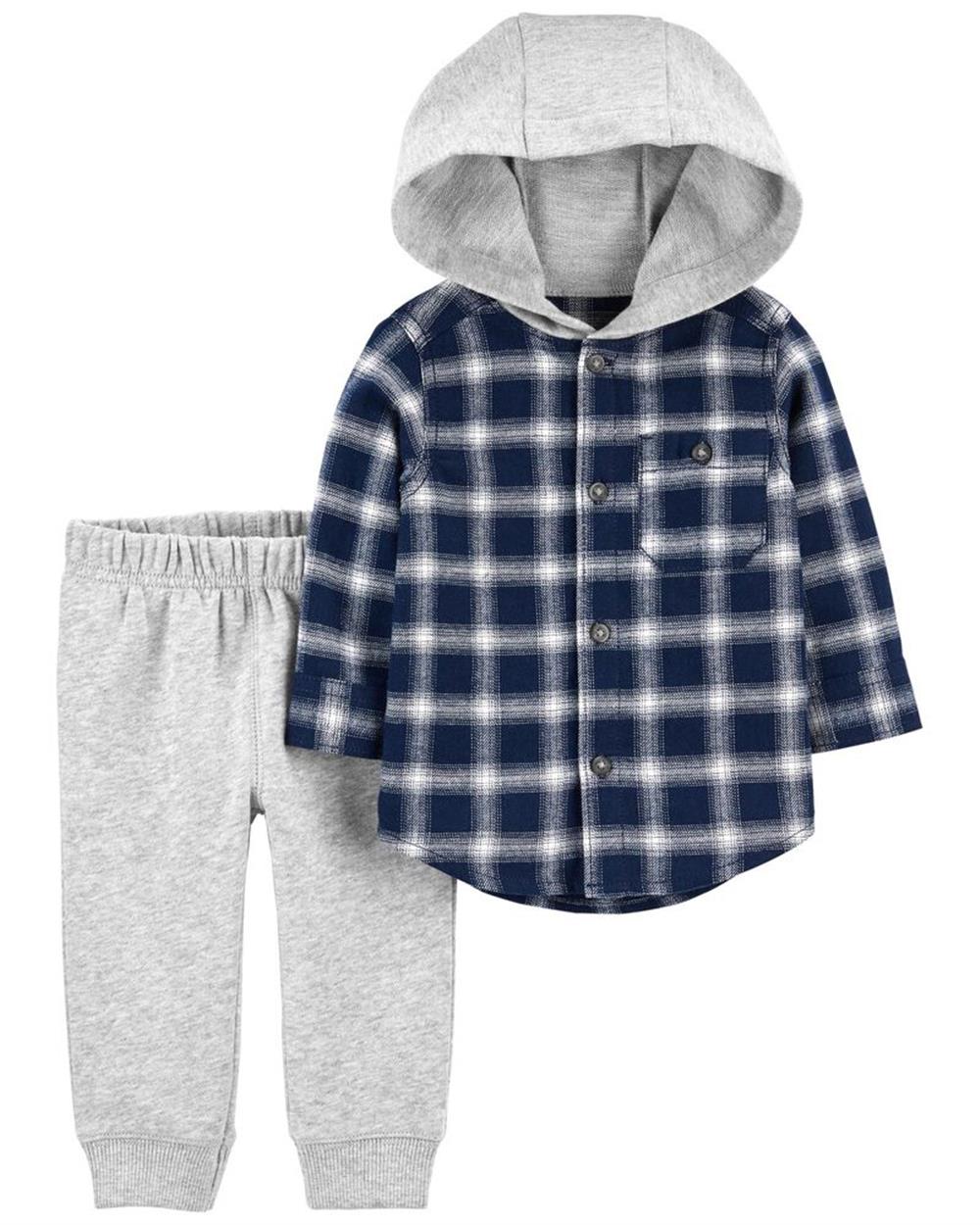 Carters Boys Infants 2-Piece Button-Front Flannel & Pant Set