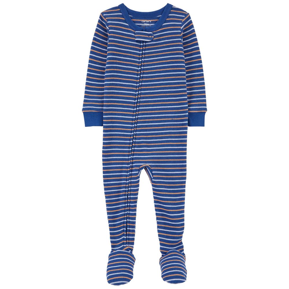 Carters Boys 2T-4T 1-Piece Striped Thermal Footie PJs