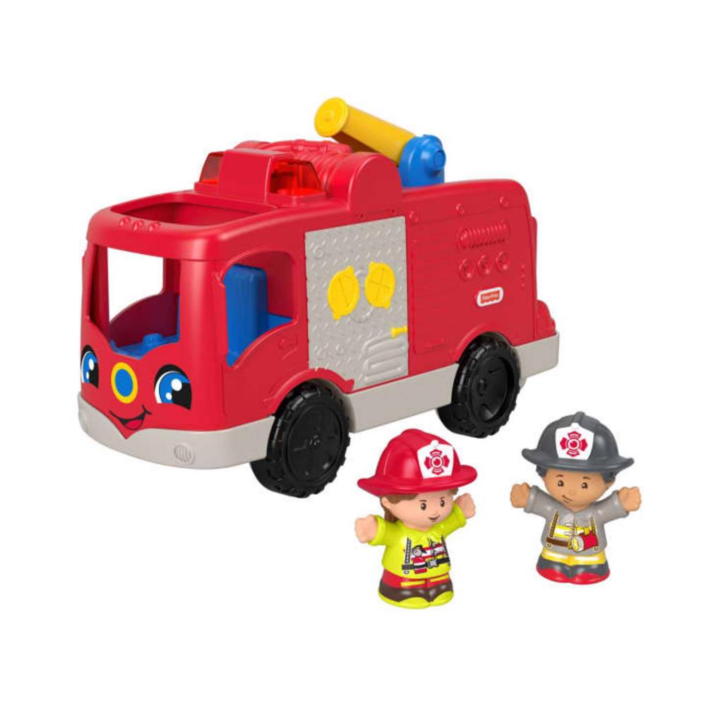 Fisher-Price Little People Fire Truck Toy with Lights and Sounds, 2 Firefighter Figures