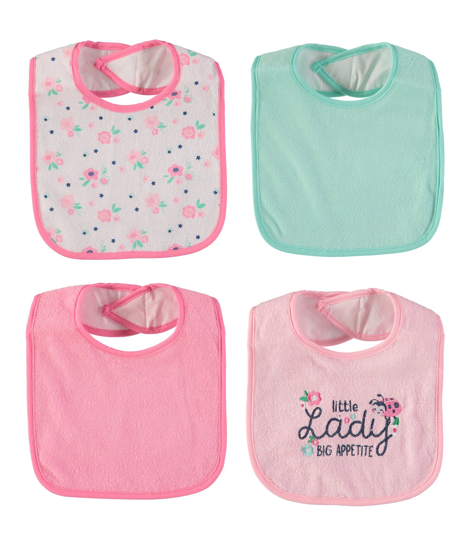 Bon Bebe Baby Girls 7-Pack Bibs with Waterproof Backing