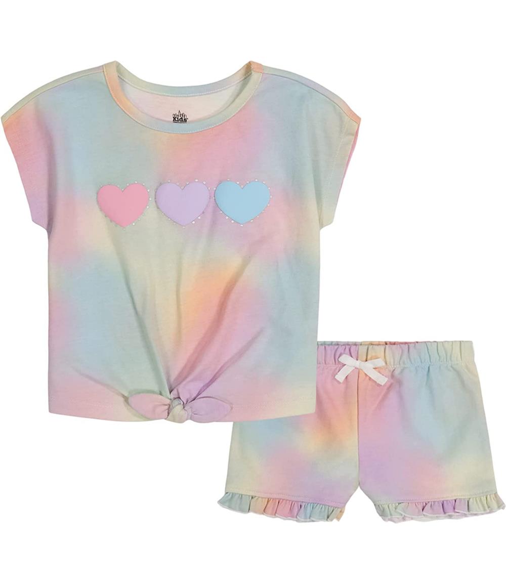 Kids Headquarters Girls 12-24 Months Heart Tie Dye Short Set