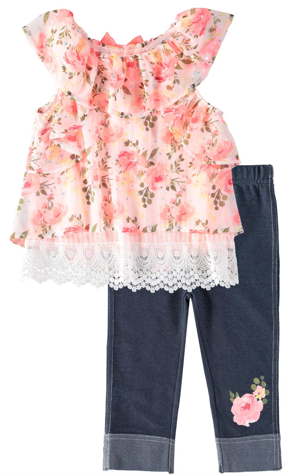 Little Lass Girls 2T-4T Floral Legging Set