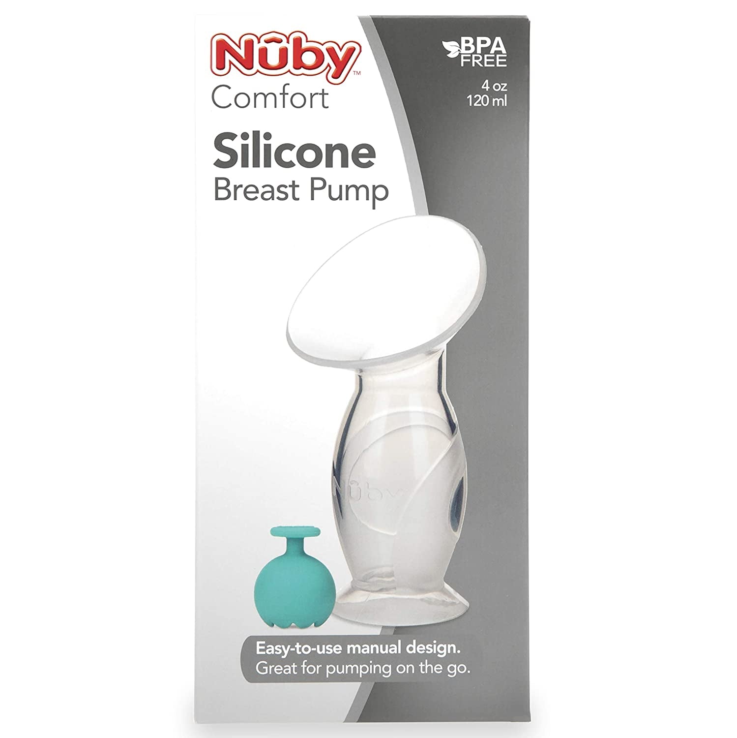 Nuby Comfort Portable & Lightweight All Silicone Breast Pump with Sealing Plug