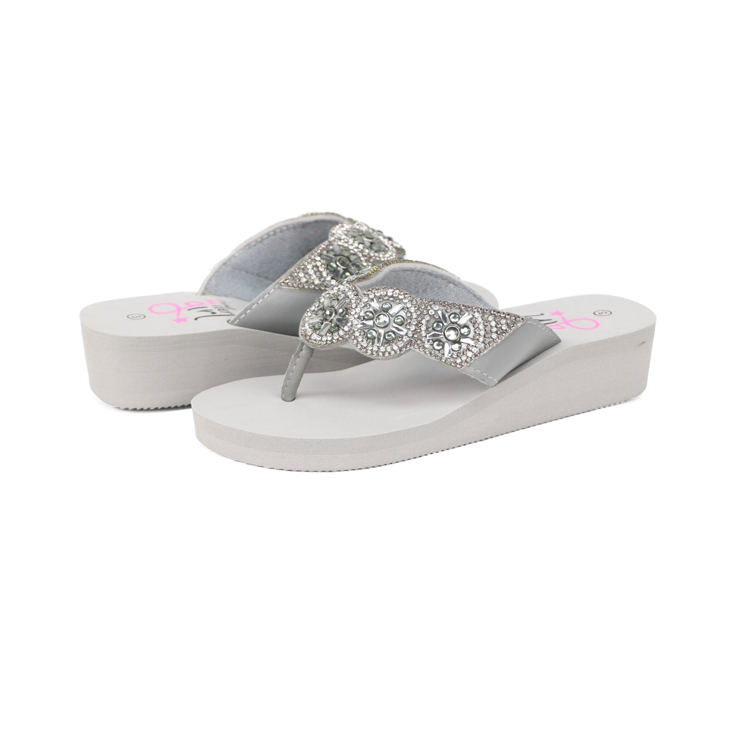 Olivia Miller Girls 11-5 Rhinestone Jewel Thong EVA Wedge Sandal