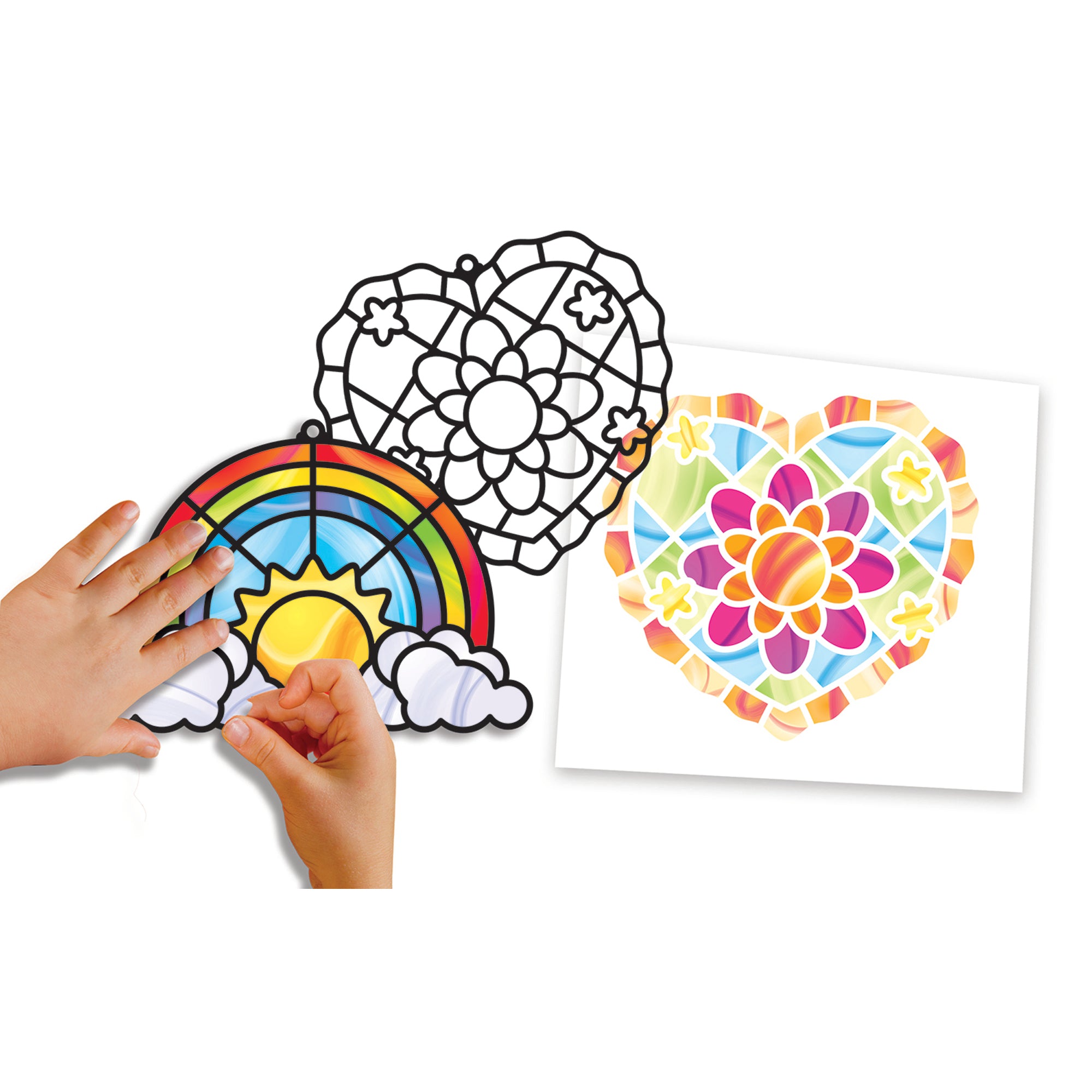 Melissa and Doug Stained Glass Made Easy - Rainbow & Hearts Ornaments