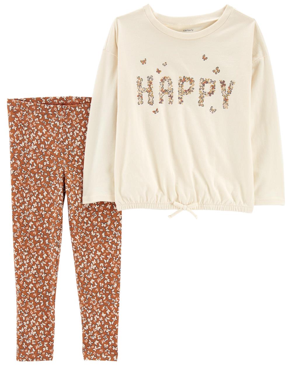 Carters Girls 4-7 2-Piece Happy Jersey Tee & Legging Set