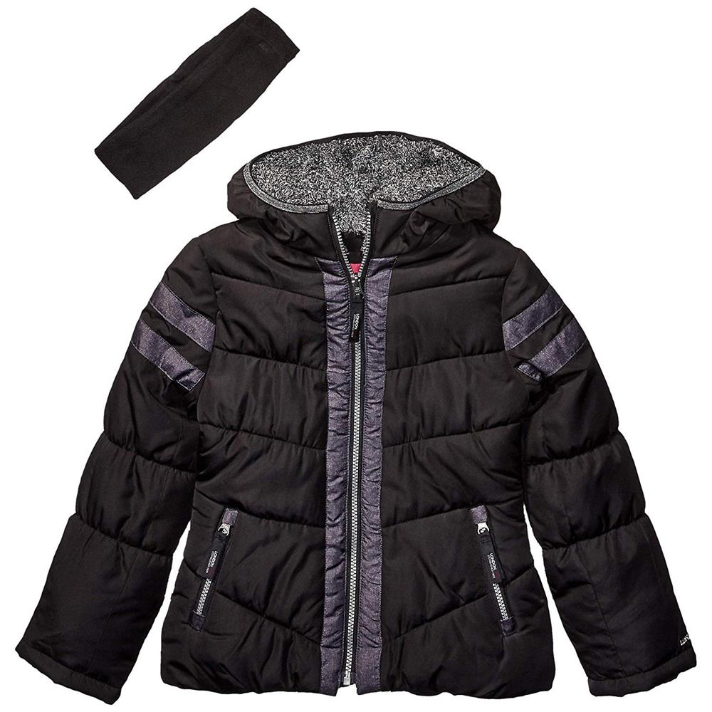 London Fog Girls 7-16 Puffer Jacket with Headband