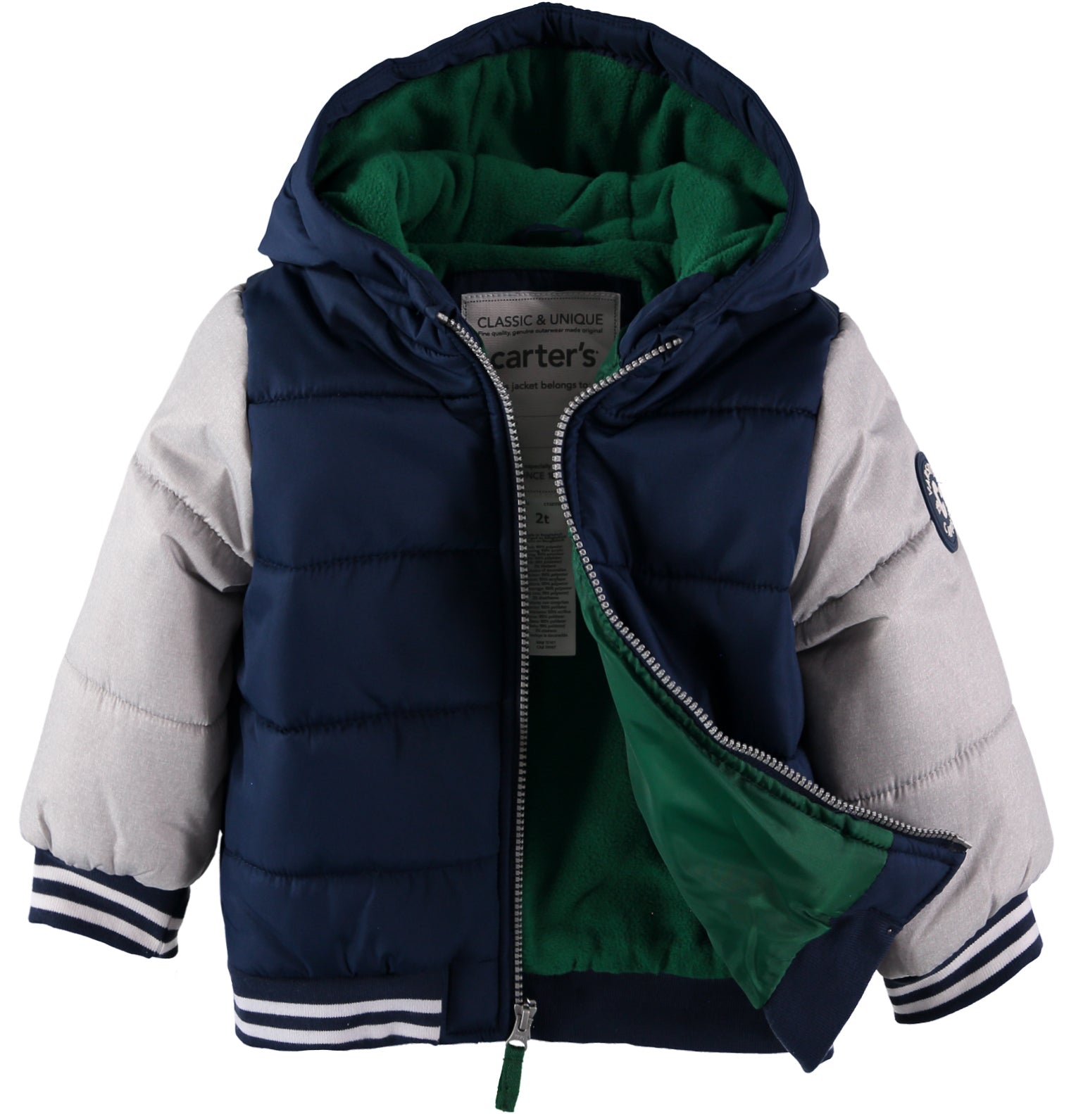 Carters Boys 2T-4T Colorblock Baseball Puffer Jacket