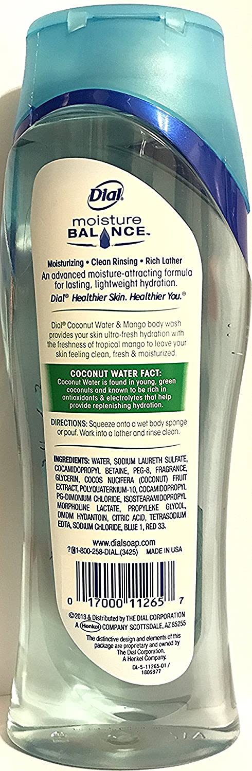 Dial Coconut Water Refreshing Mango Body Wash, 16 fl oz