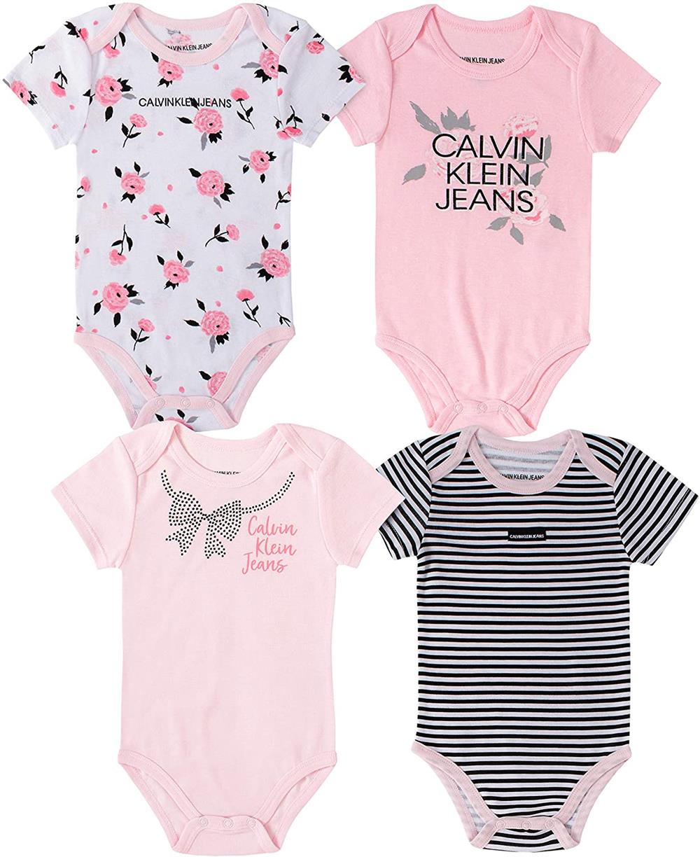 Calvin Klein Girls 0-9 Months 4-Pack Bodysuit