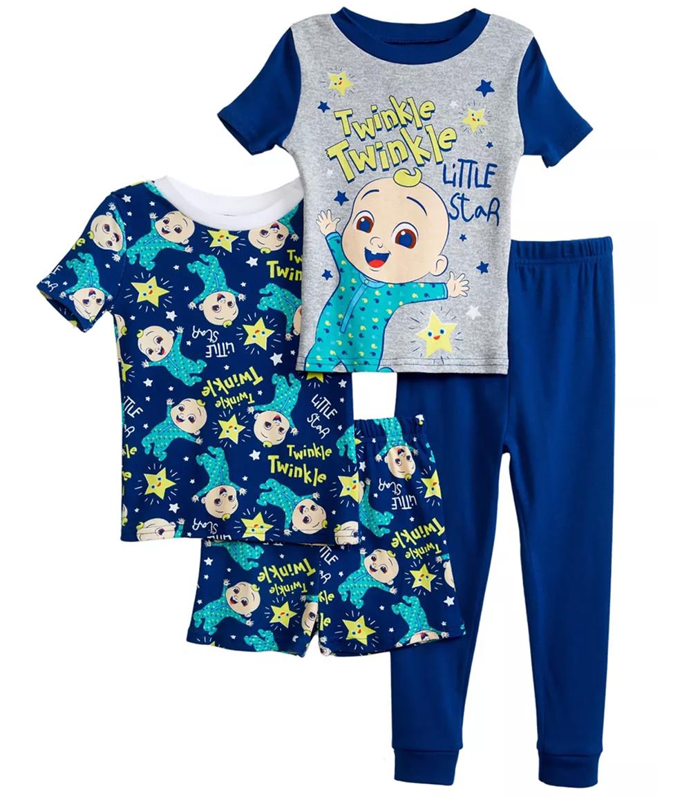 Cocomelon Boys 2T-4T 4-Piece Cotton Pajama Set