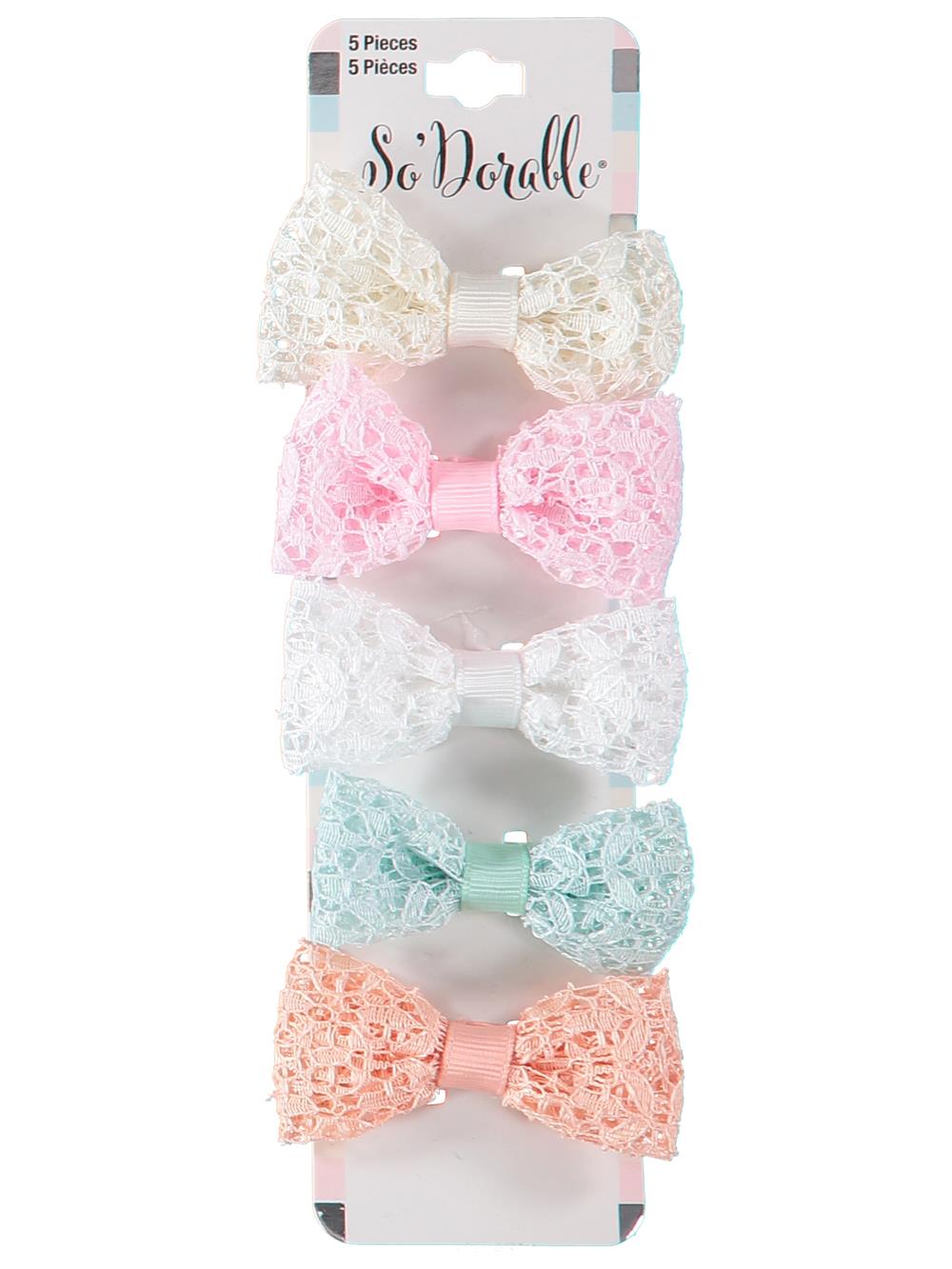 So Dorable 5 Piece Lace Bow Clip Barrette