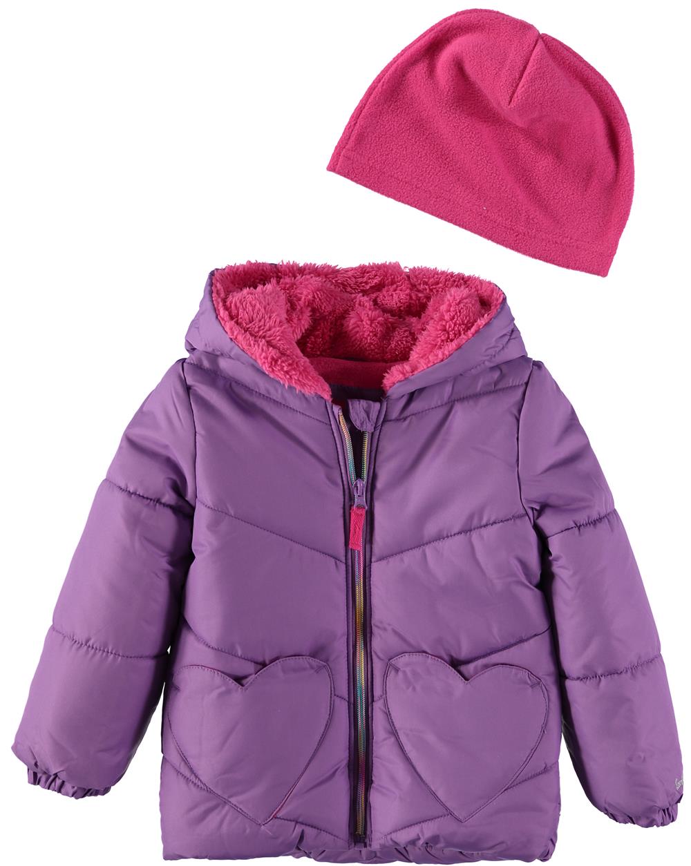 London Fog Girls 2T-4T Rainbow Heart Puffer Jacket