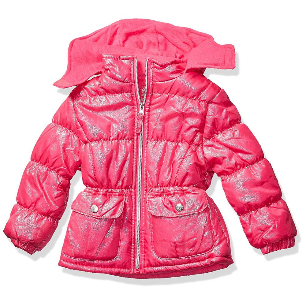 Pink Platinum Girls Foil Star Puffer Jacket