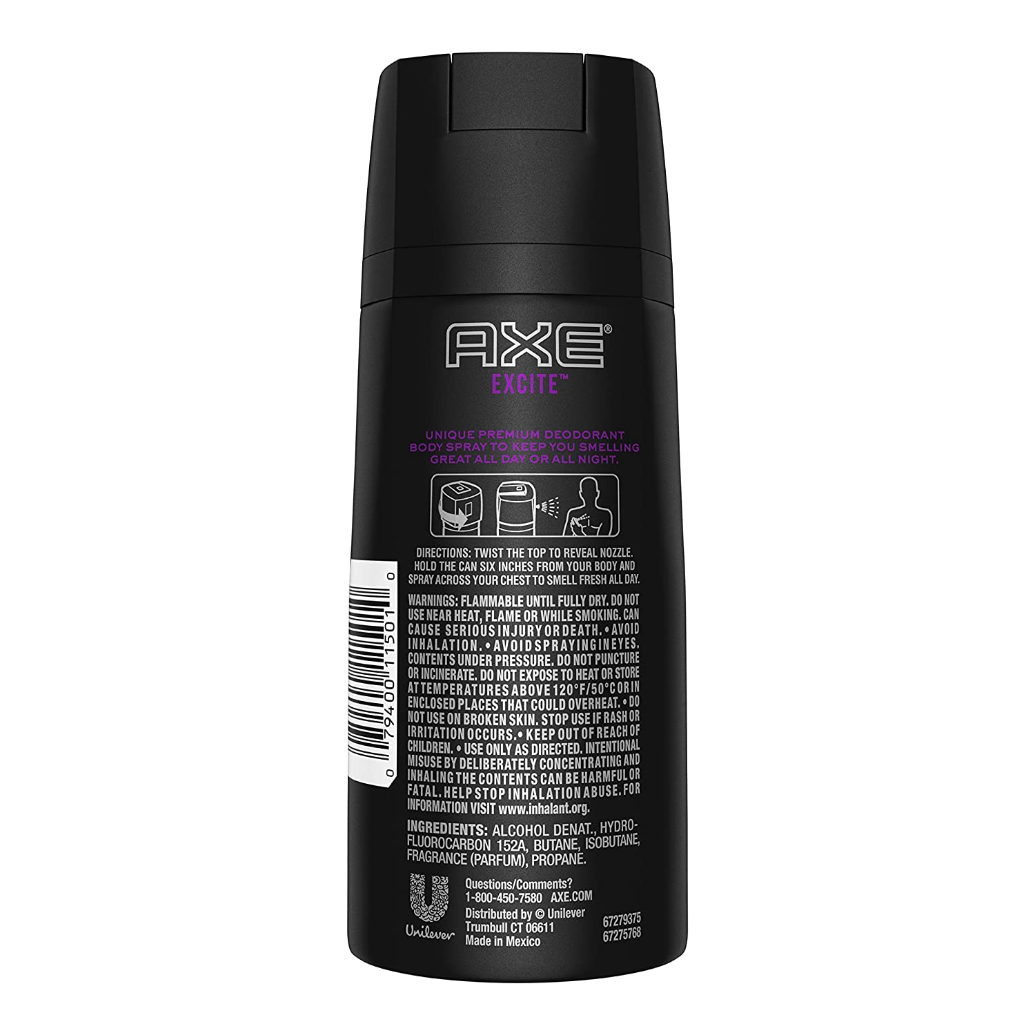 Axe Body Spray for Men, Excite, 4 oz