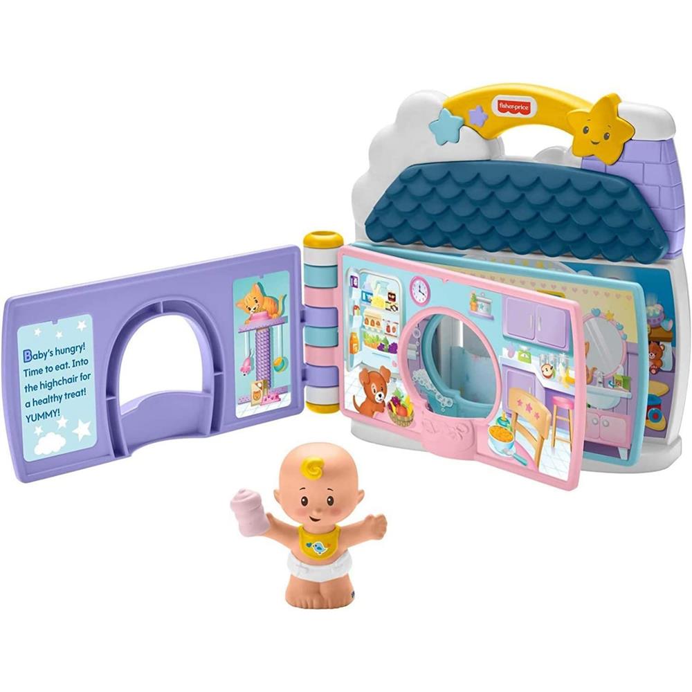 Fisher Price Little People Baby's Day Story Set, 2 in 1 book and playset with baby figure for toddle