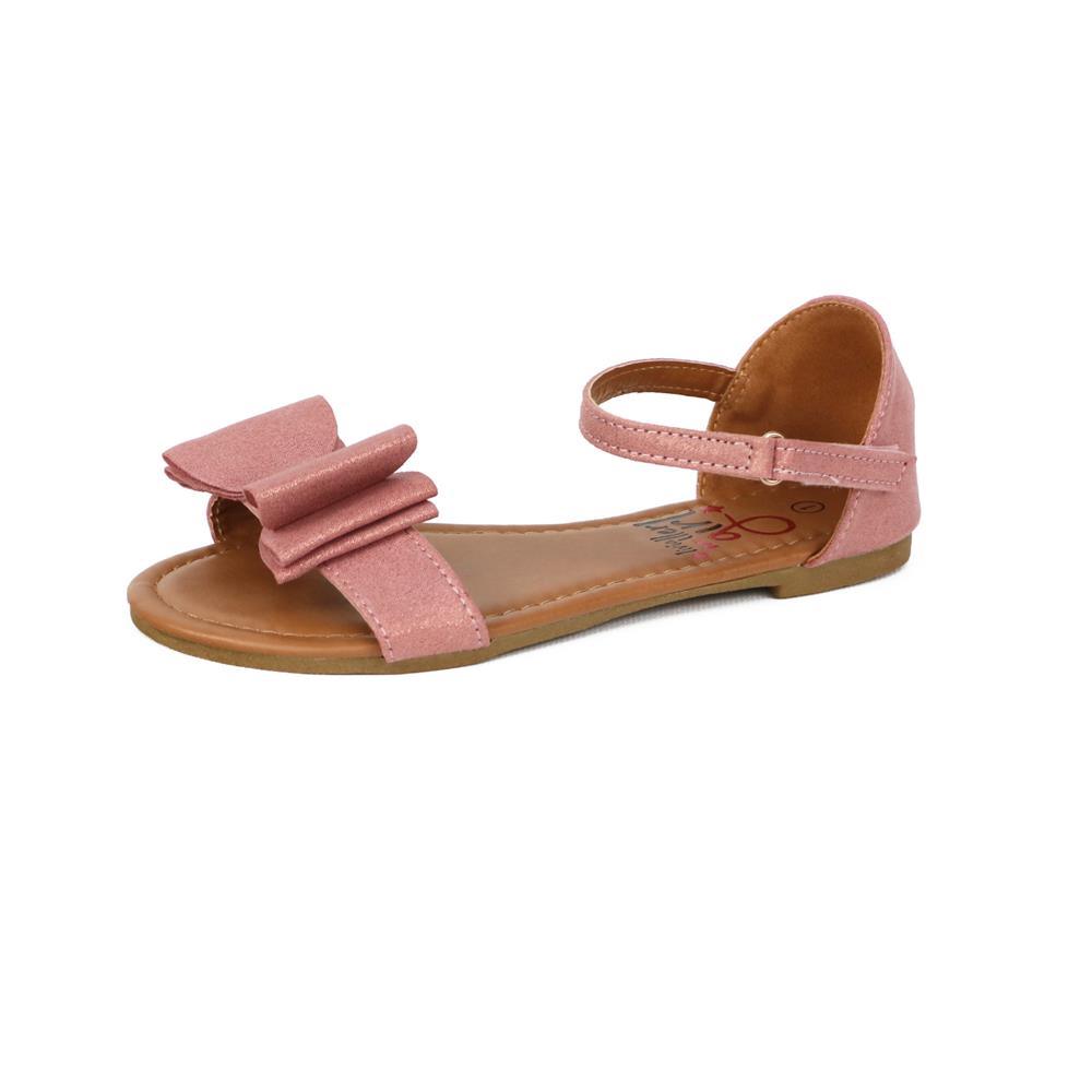 Olivia Miller Girls 11-5 Shimmer Sandal with Bow Flat Slip on Sandal Summer Shoes