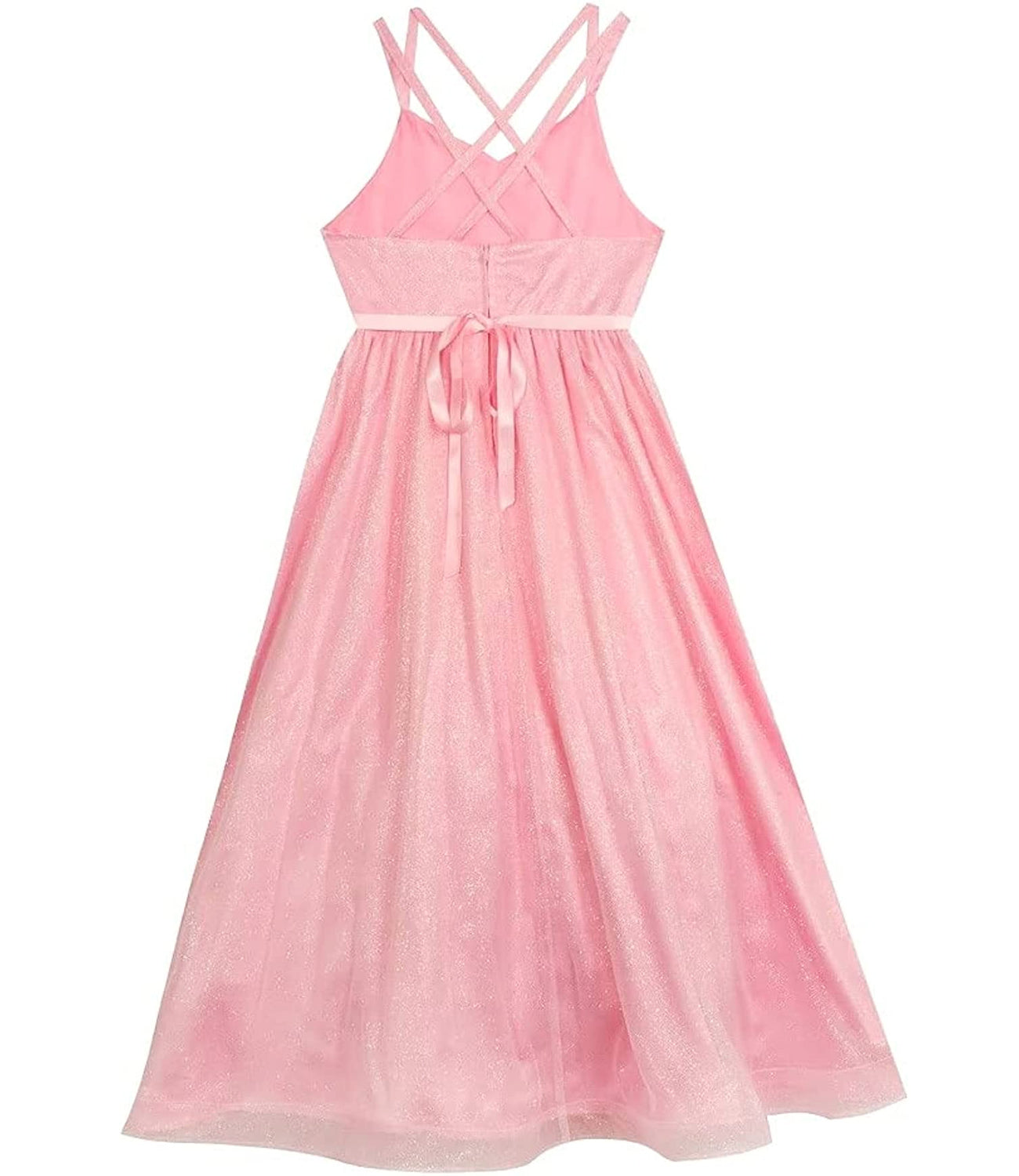 Rare Editions Girls 7-16 Sleeveless Glitter Mesh Gown Dress