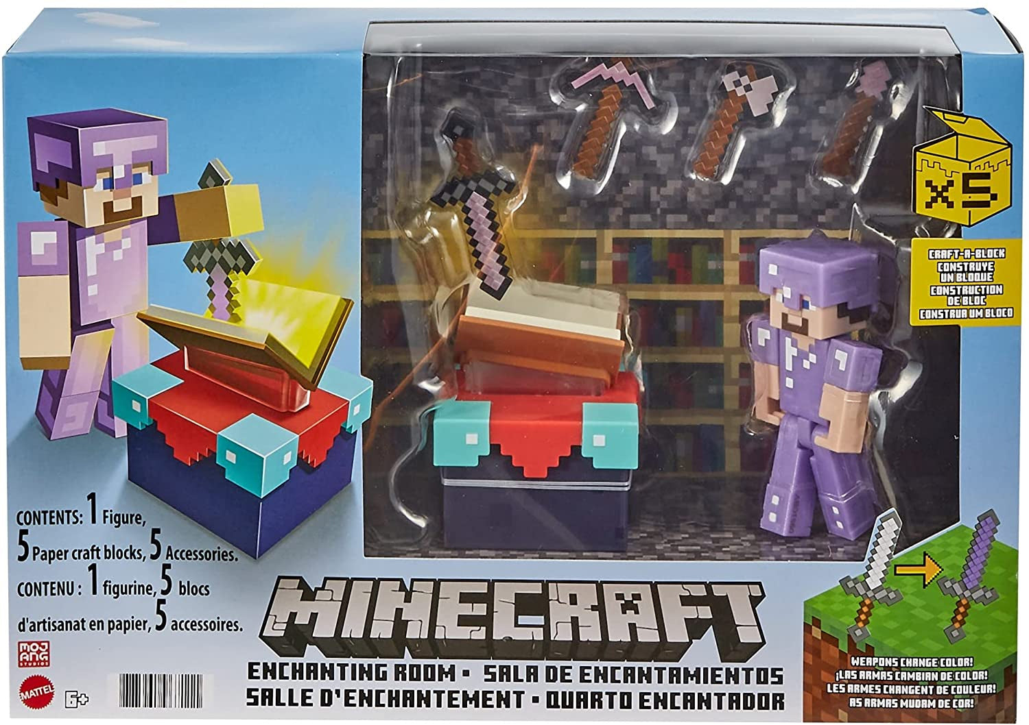 Minecraft Enchanting Room with 3.25-in Steve Figure & Accessories