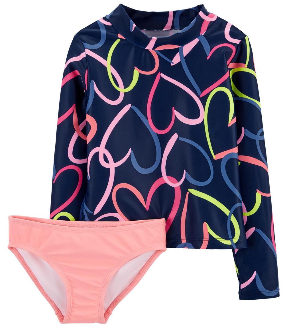 Carters Girls 4-10 Hearts 2-Piece Rashguard Set