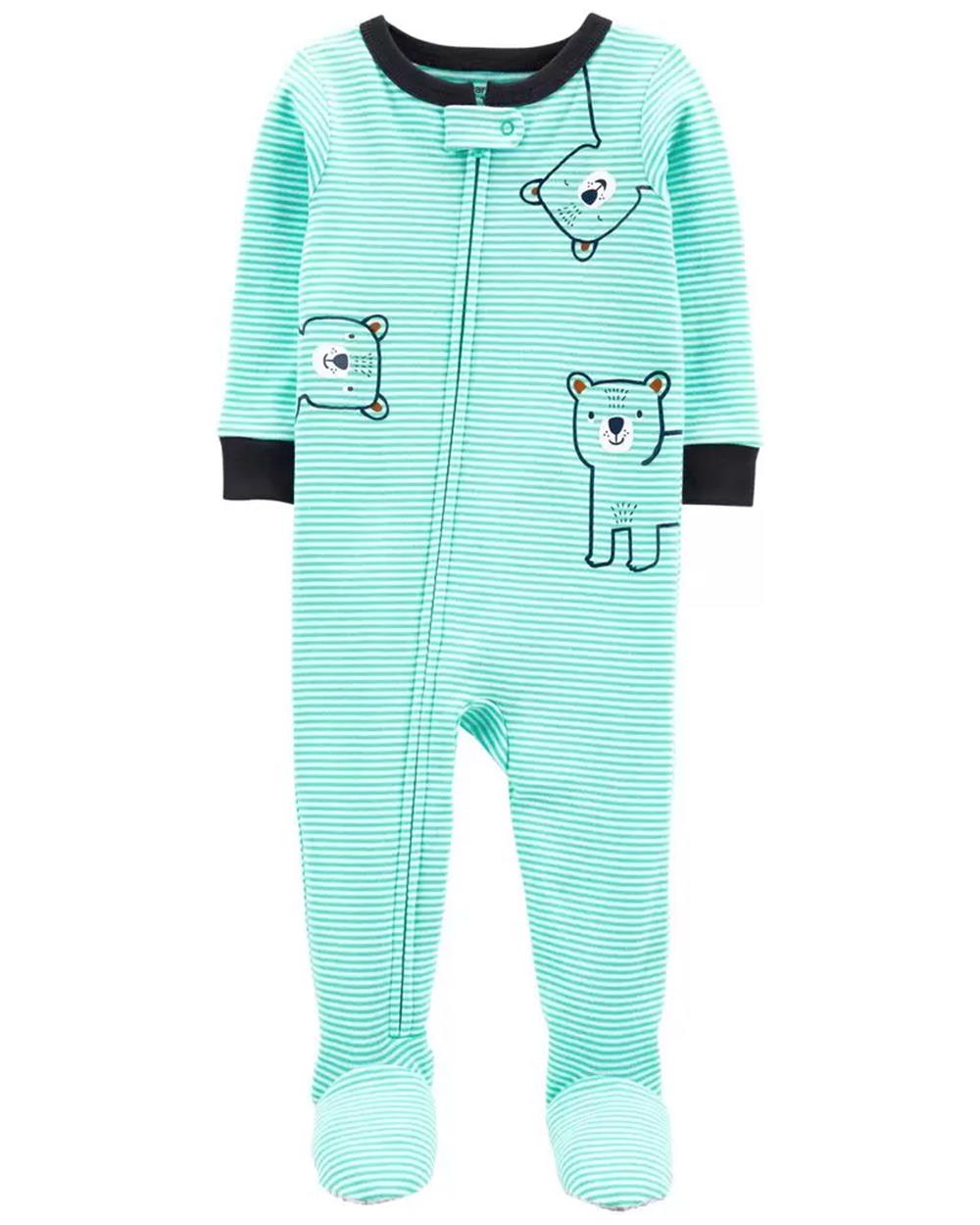 Carters Boys 2T-4T 1-Piece Striped Bear 100% Snug Fit Cotton Footie PJs