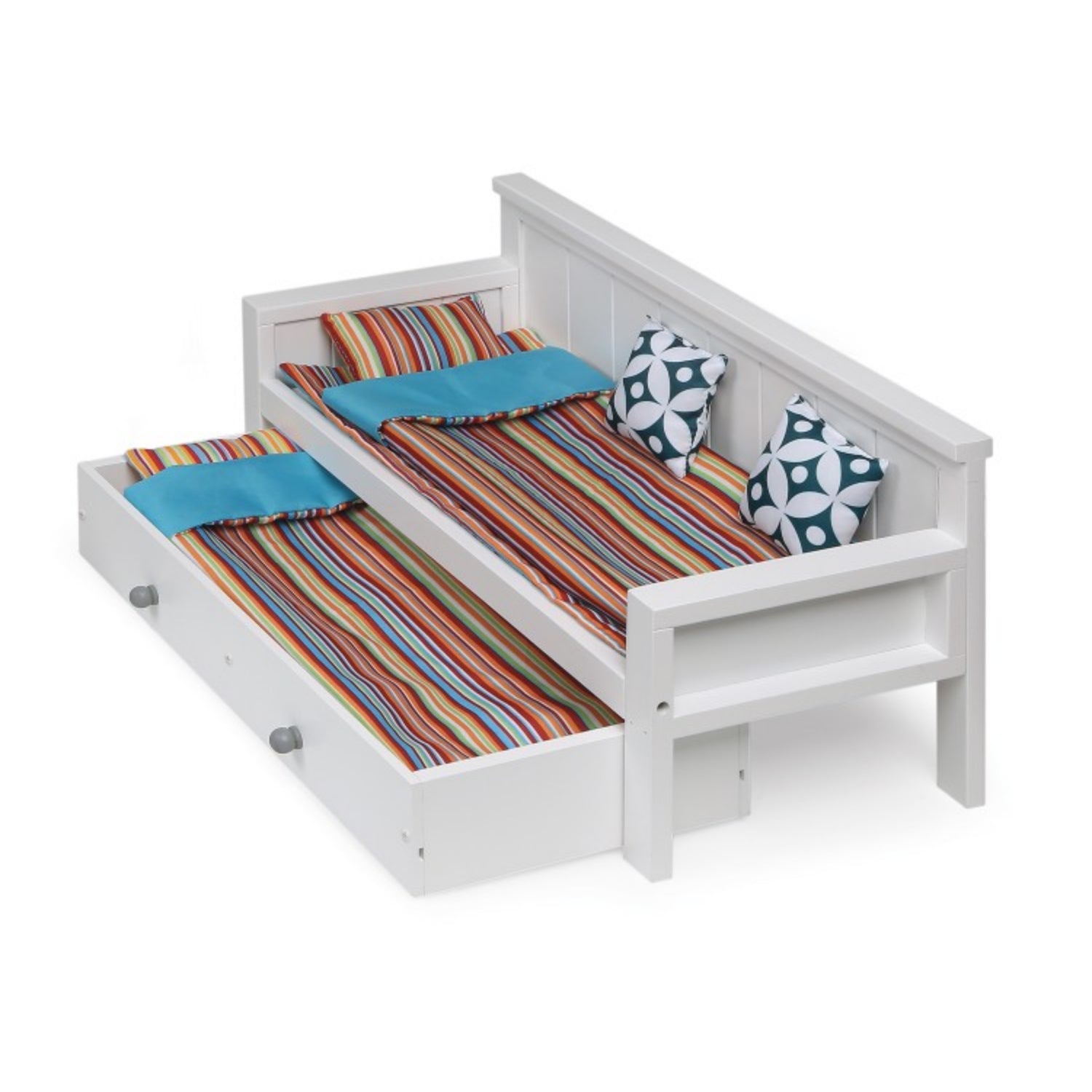 Badger Basket Sofa/Daybed with Trundle for 18 inch Dolls – White/Multi