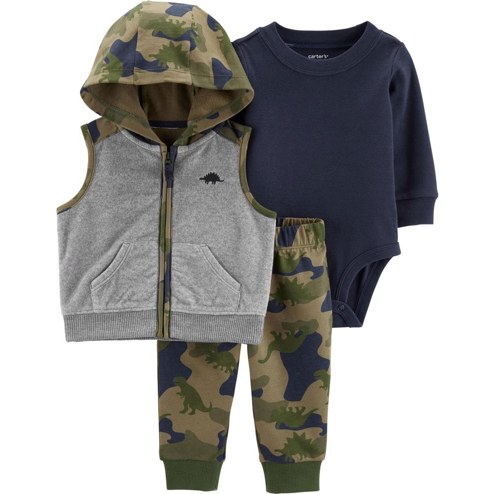 Carters Boys 0-24 Months Camo 3-Piece Vest Pant Set