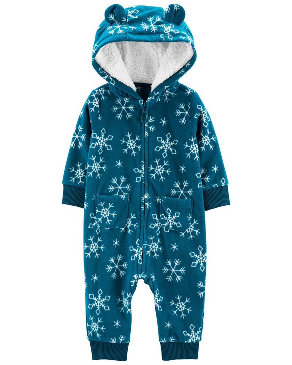 Carters Zip-Up Hooded Fleece Jumpsuit