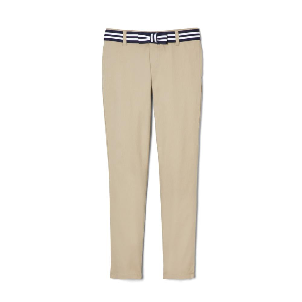 French Toast Adj. Waist Stretch Belted Straight Leg Pant