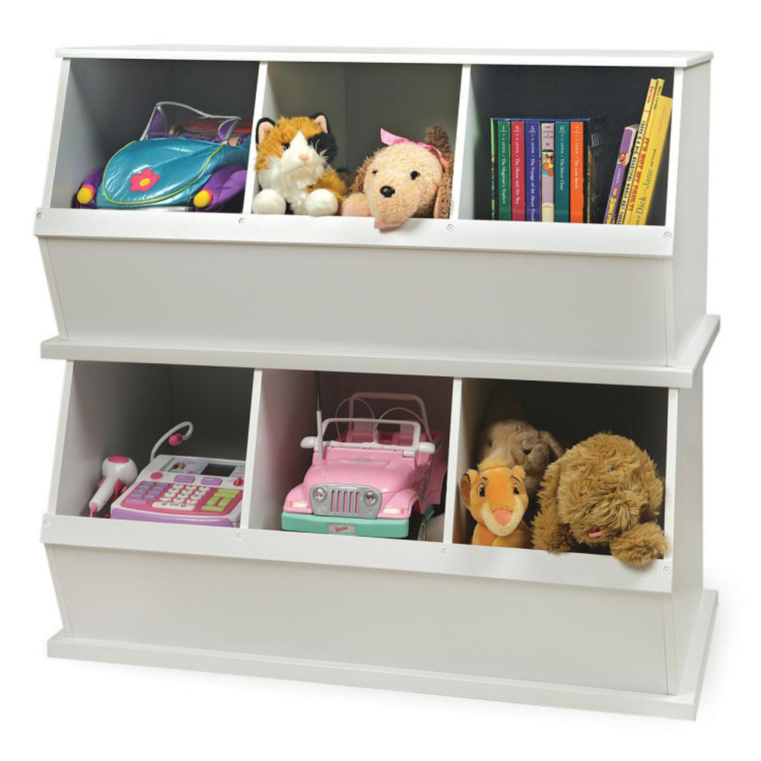 Badger Basket Three Bin Stackable Storage Cubby – White