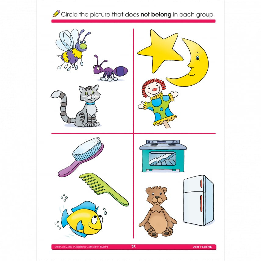 School Zone Does It Belong? Preschool Workbook