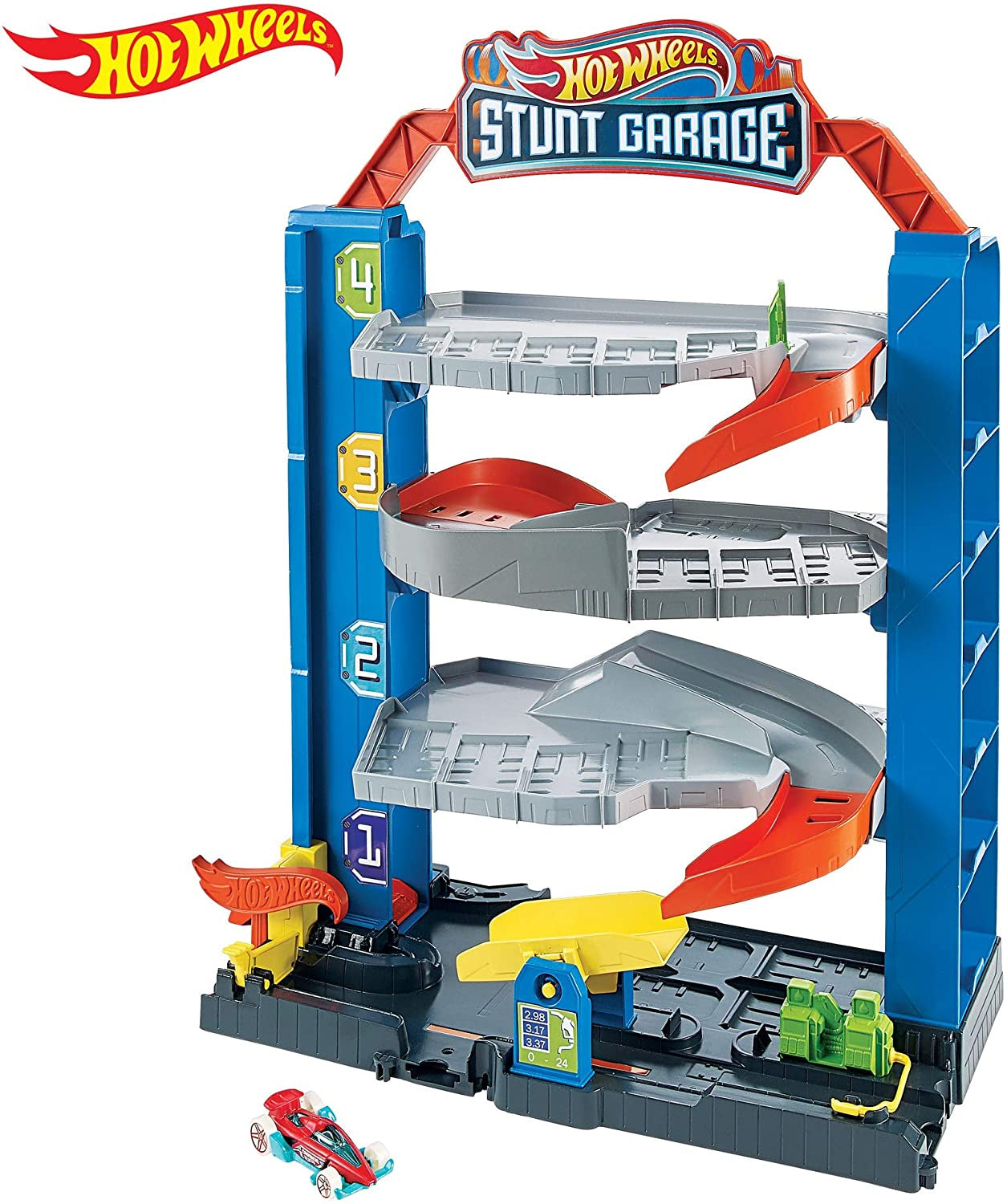 Hot Wheels City Stunt Garage Play Set w/ Elevator to Upper Levels Connects to Other Sets