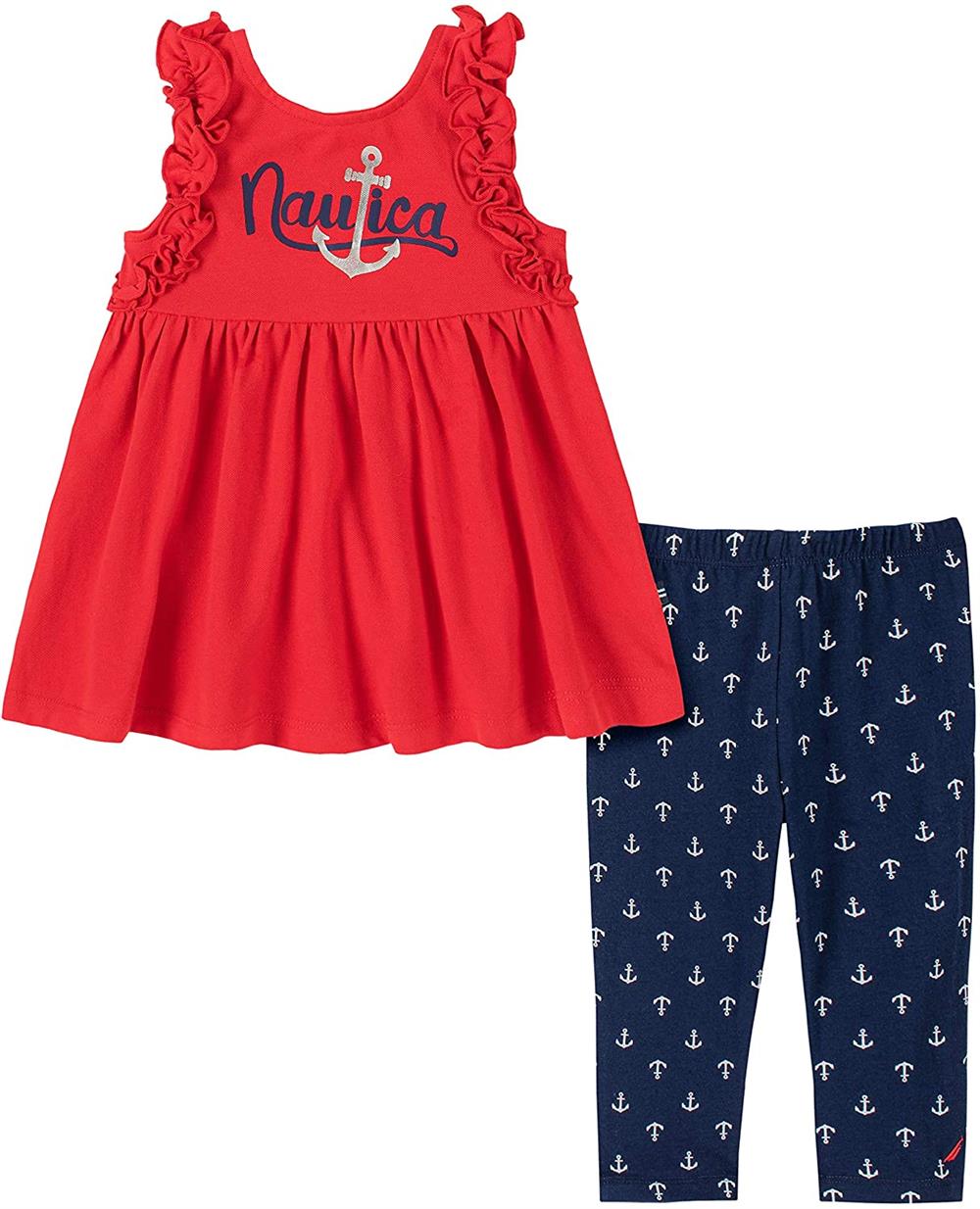 Nautica Girls 2T-4T Anchor Ruffle Legging Set