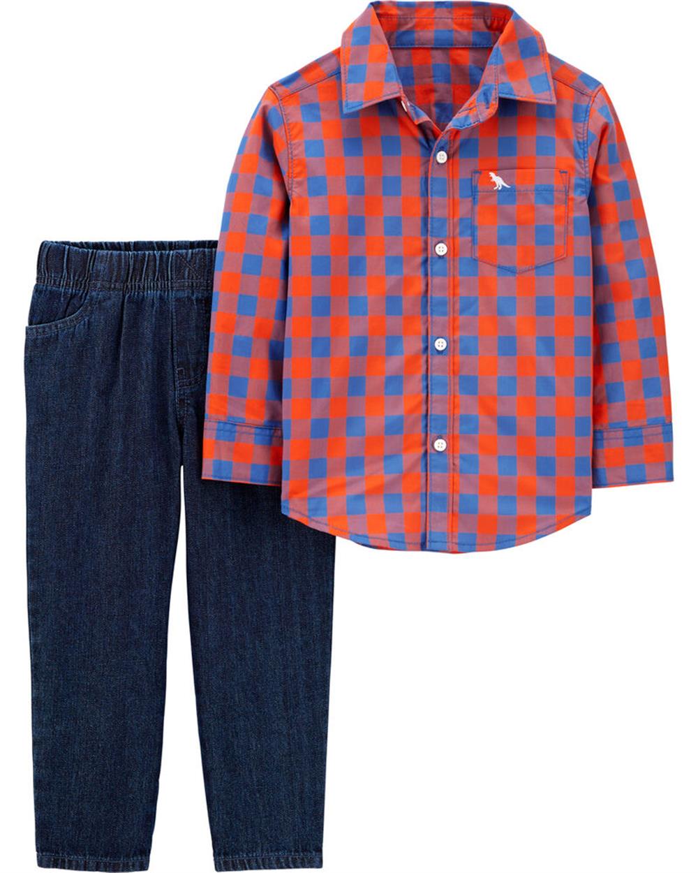 Carters Boys 12-24 Months Plaid Woven Pant Set