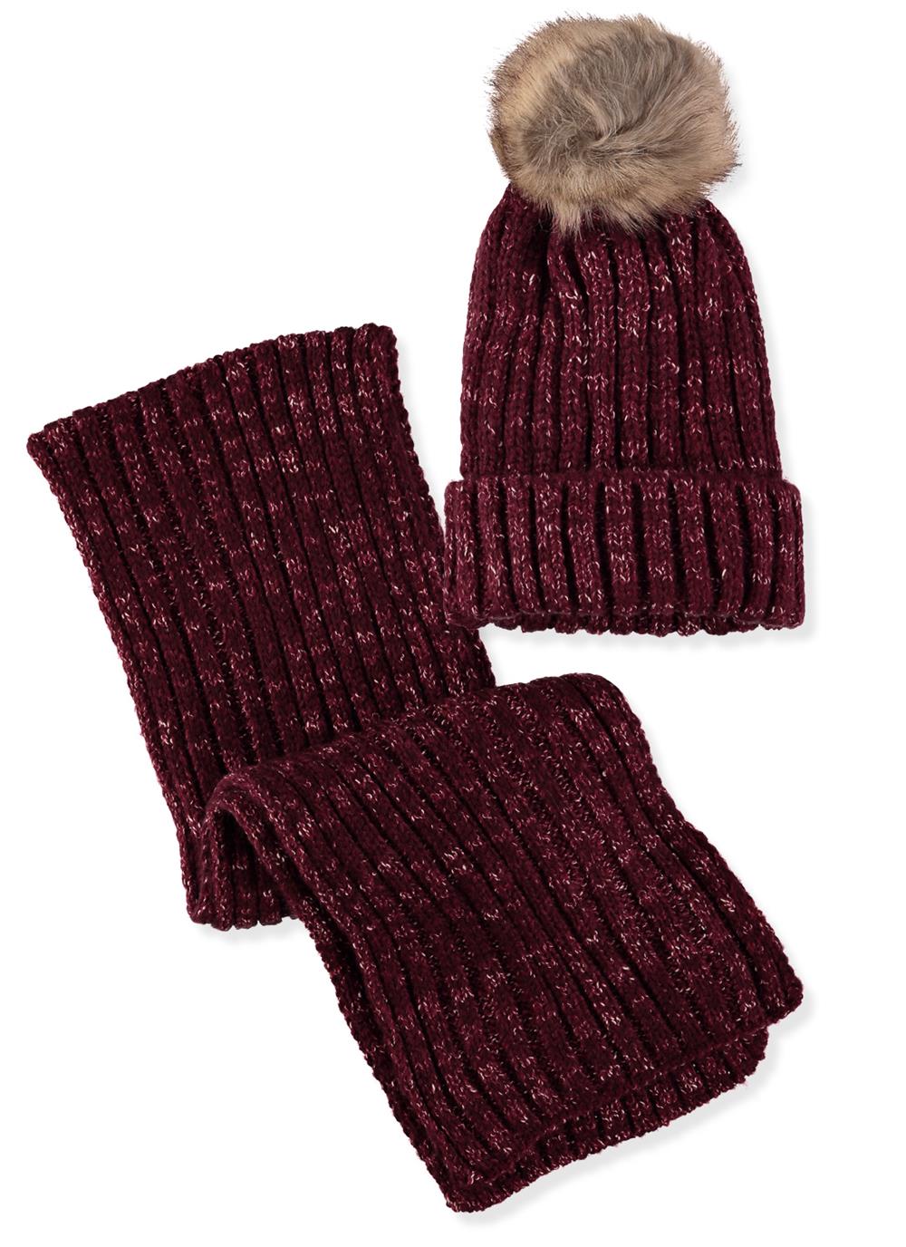 Connex Gear Womens Marled Cable Knit Hat and Scarf 2-Piece Set