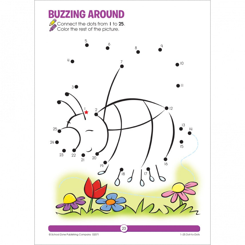 School Zone 1-25 Dot-to-Dots Preschool Workbook