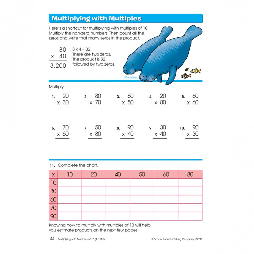 School Zone Multiplication & Division Grades 3-4 Workbook