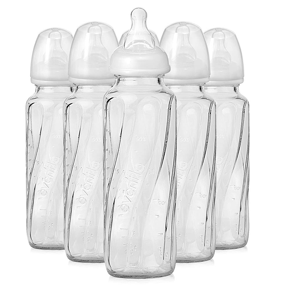 Evenflo Feeding Glass Premium Proflo Vented Plus Bottles, Clear, 8 Ounce (Pack of 6)